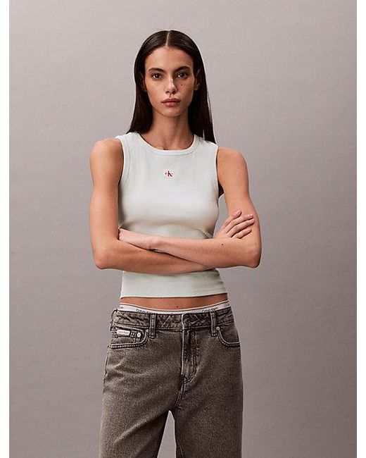 Calvin Klein Brown Jeans Ribbed Cotton Tank Top