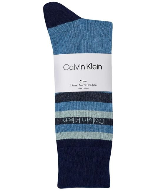 Calvin Klein Blue Combed Cotton 4-Pack Dress Socks for men