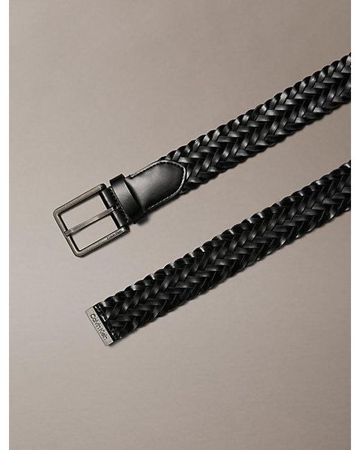 Calvin Klein Multicolor Braided Full-Grain Leather Belt for men