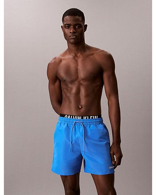 Calvin Klein Blue Double Waistband Swim Shorts Intense Power for men