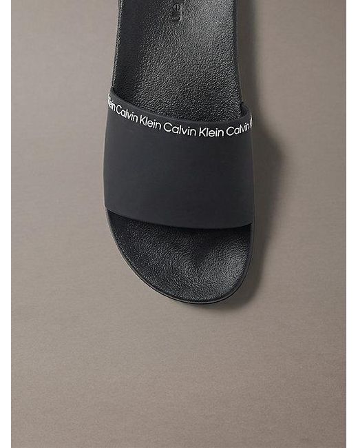 Calvin Klein Gray Contoured Logo Sliders for men