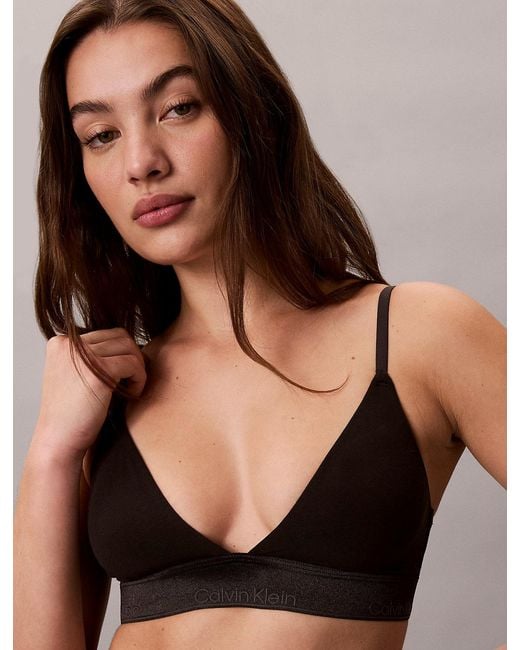 Calvin Klein Black Metallic Lightly Lined Triangle Bralette
