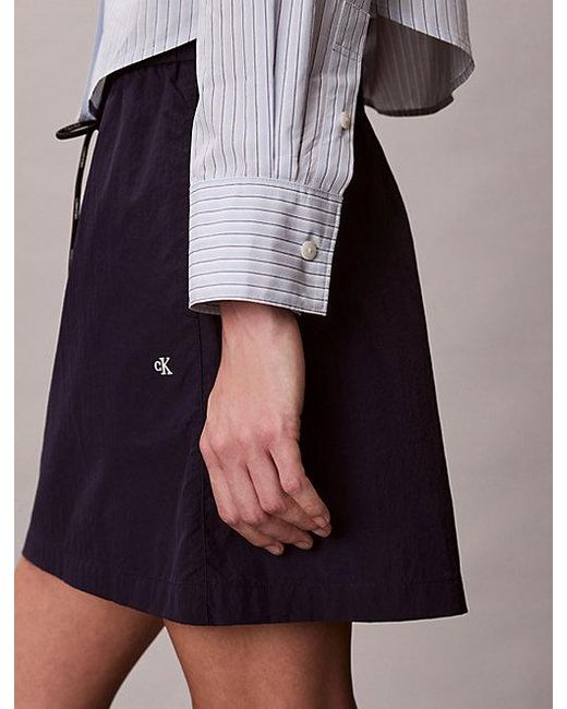 Calvin Klein Purple Jeans Cropped Cotton Poplin Stripe Shirt