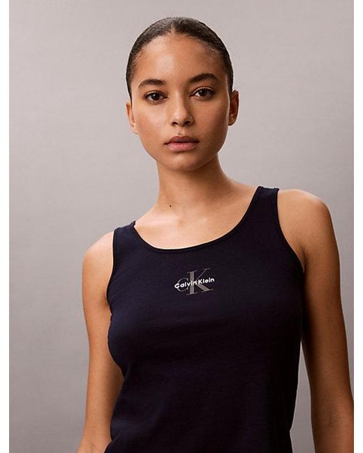 Calvin Klein Blue Tank Top Cotton Stretch Lounge