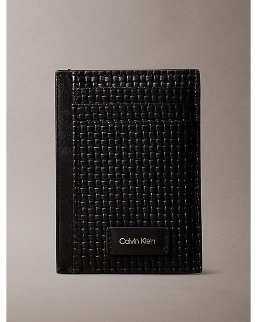 Calvin Klein Black Embossed Woven Card Case for men