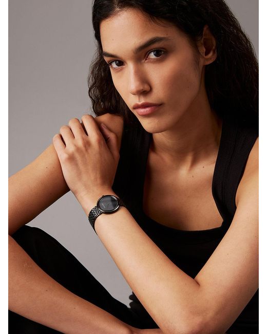 Calvin Klein Black Twisted Bezel Bracelet Watch