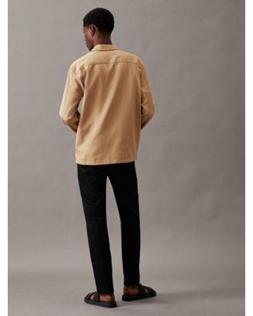 Calvin Klein Hoekig Lyocell Overhemd in het Natural voor heren