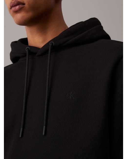 Calvin Klein Black Heavy Cotton Fleece Hoodie for men