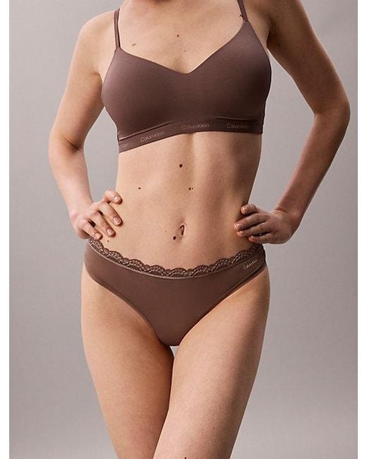 Calvin Klein Natural Low Rise Thong Micro Stretch With Lace