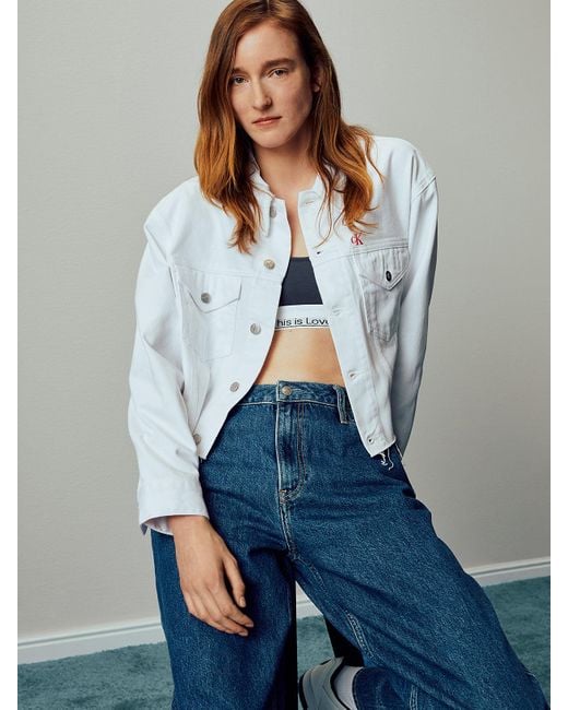 Veste oversize courte en jean - Pride Calvin Klein en coloris Blue