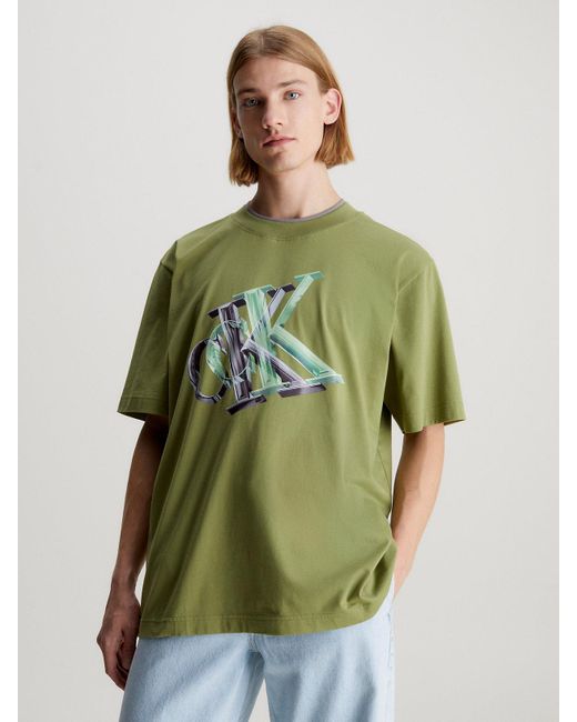 Calvin Klein Green Oversized Monogram T-shirt for men
