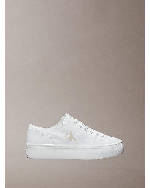 Calvin Klein Metallic Graz Canvas Platform Logo Trainers