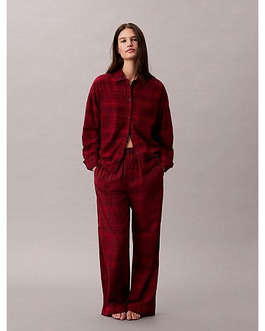 Calvin Klein Flanellen Pyjamabroek in het Red