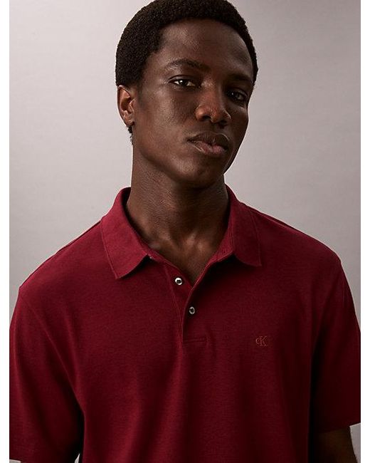 Calvin Klein Red Pima Cotton Polo Shirt for men