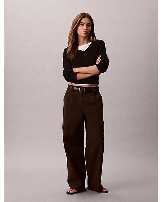 Calvin Klein Brown Jeans Cotton Stretch Cargo Pants
