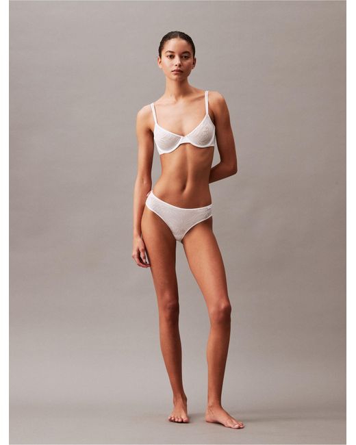 Calvin Klein White Sheer Marquisette Lace Bikini