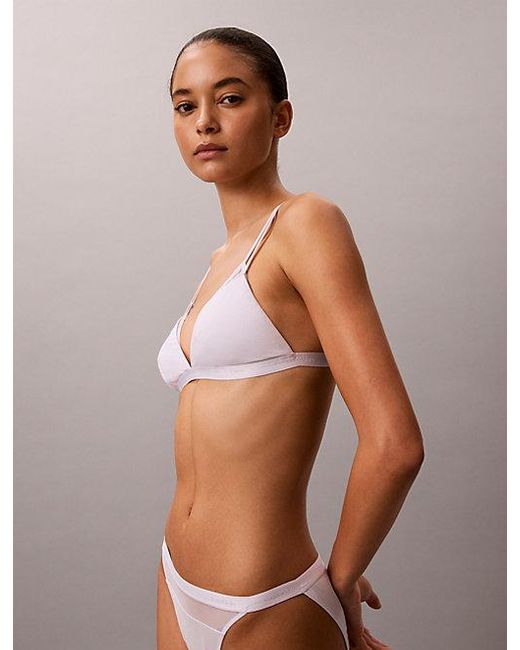 Calvin Klein Brown Triangle Bra Sheer Modal Mesh