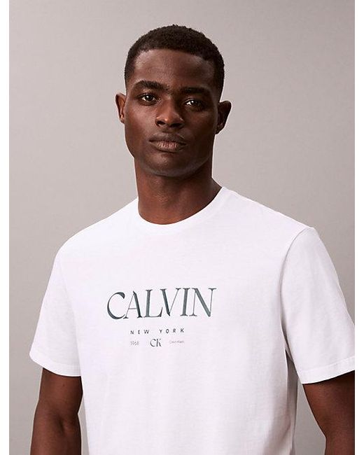 Calvin Klein White Logo Graphic T-Shirt for men