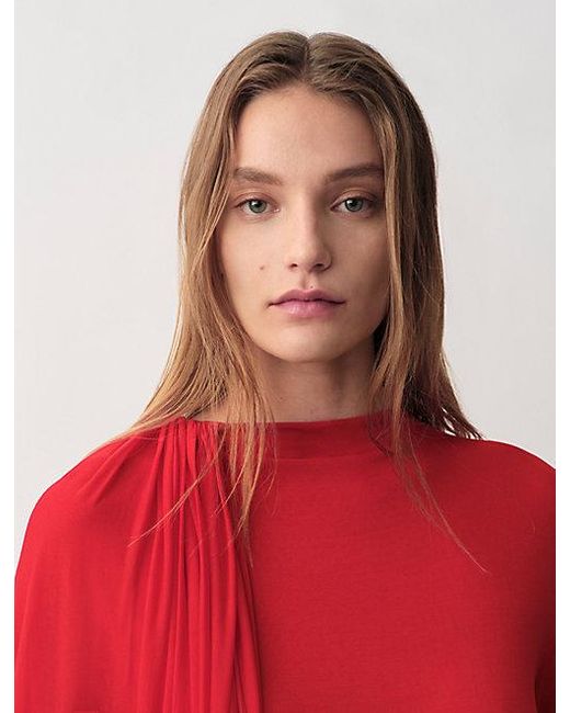 Calvin Klein Red Sara Draped Evening Dress