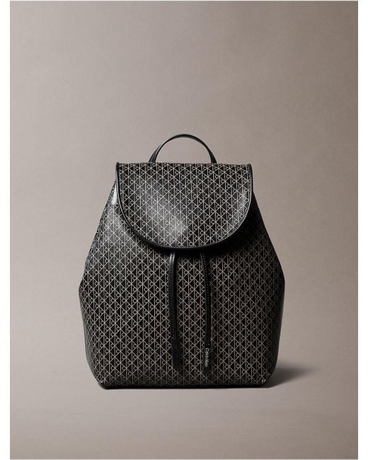Calvin Klein Gray Allover Emblem Logo Backpack