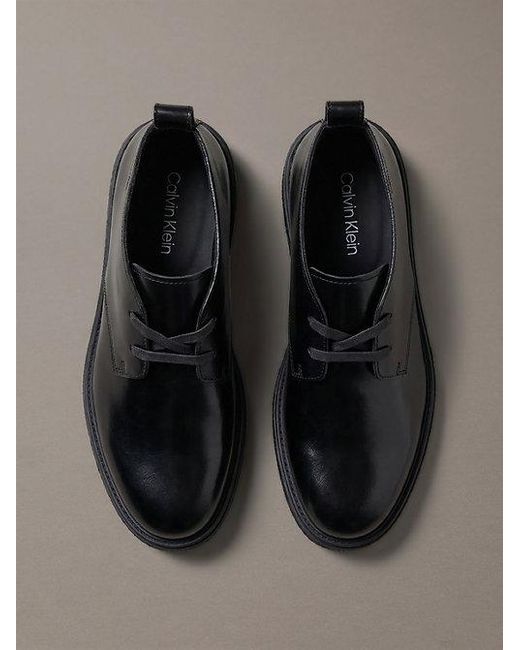 Calvin Klein Brown Leather Airfit Cushioned Desert Boots for men