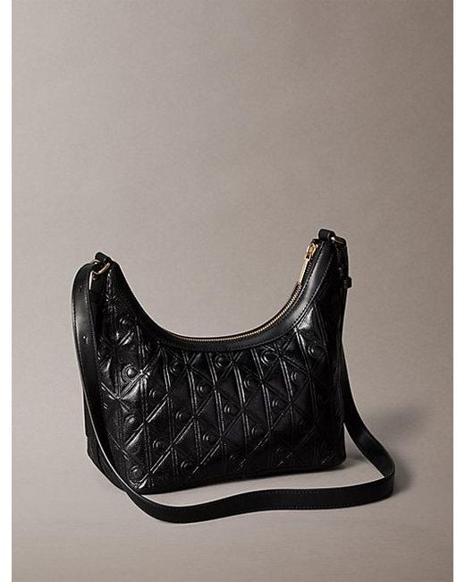 Calvin Klein Gray Debossed Allover Emblem Logo Small Shoulder Bag