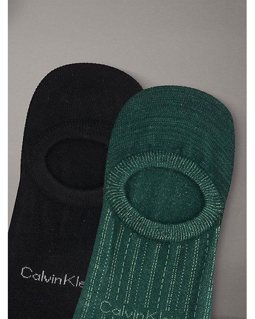 Calvin Klein Green 2 Pack Soft Stripe Invisible Socks for men