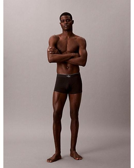 Calvin Klein Black 3 Pack Trunks Graphic Monogram Cotton Stretch for men