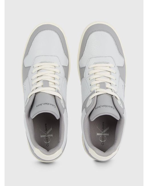 Calvin Klein White Faux Leather Trainers for men