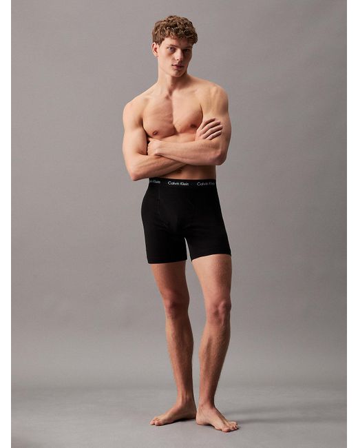 Lot de 3 boxers longs - Cotton Stretch Wicking Calvin Klein pour homme en coloris Gray