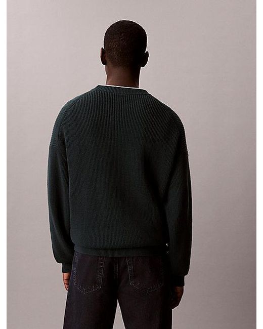 Calvin Klein Black Jeans Relaxed Varsity Logo Jumper for men