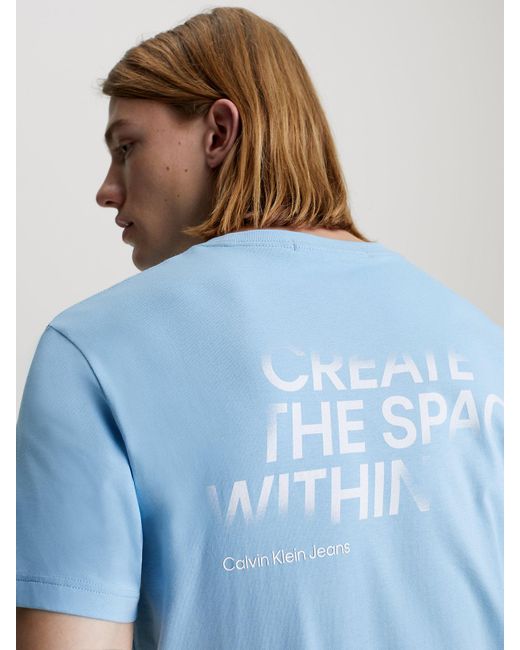 Calvin Klein Blue Back Print Slogan T-shirt for men