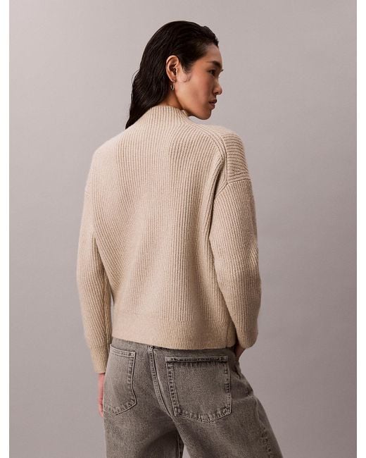 Maglione A Collo Alto A Costine Morbide di Calvin Klein in Natural
