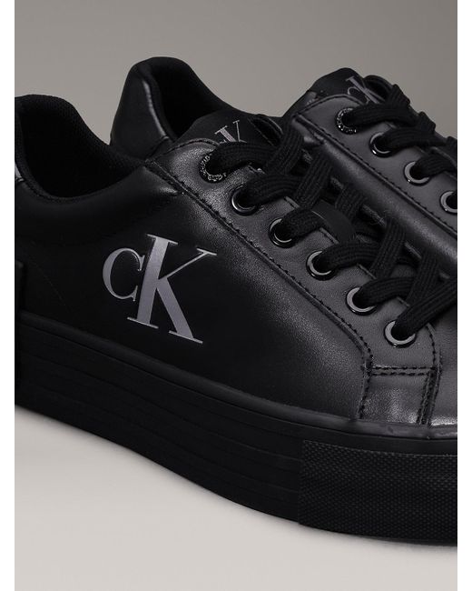 Calvin Klein Black Leather Platform Trainers