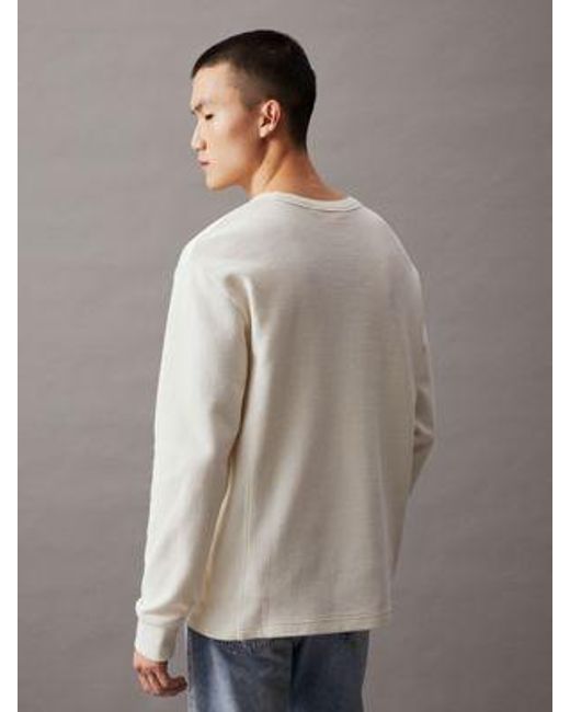 Calvin Klein Lässiges Langarm-T-Shirt mit Waffelstruktur in Gray für Herren