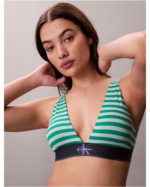 Calvin Klein Multicolor Graphic Monogram Microfiber Stretch Lightly Lined Triangle Bralette