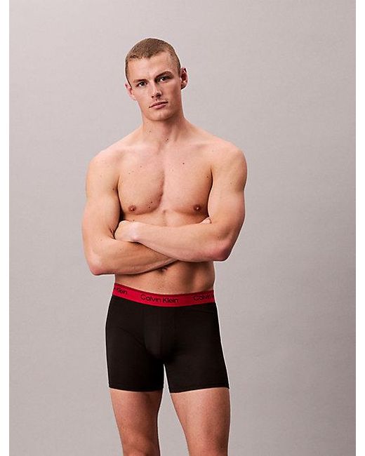 Calvin Klein Blue 3 Pack Boxer Briefs Microfibre Stretch for men