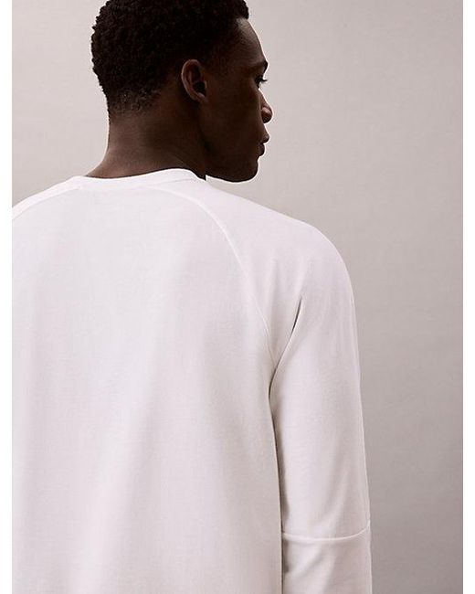 Calvin Klein White Sport Performance Long Sleeve Gym T-Shirt for men