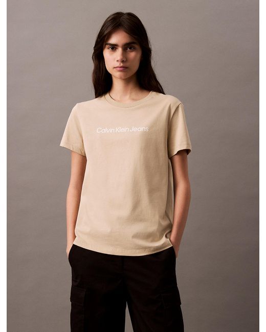 T-Shirt Con Logo di Calvin Klein in Brown