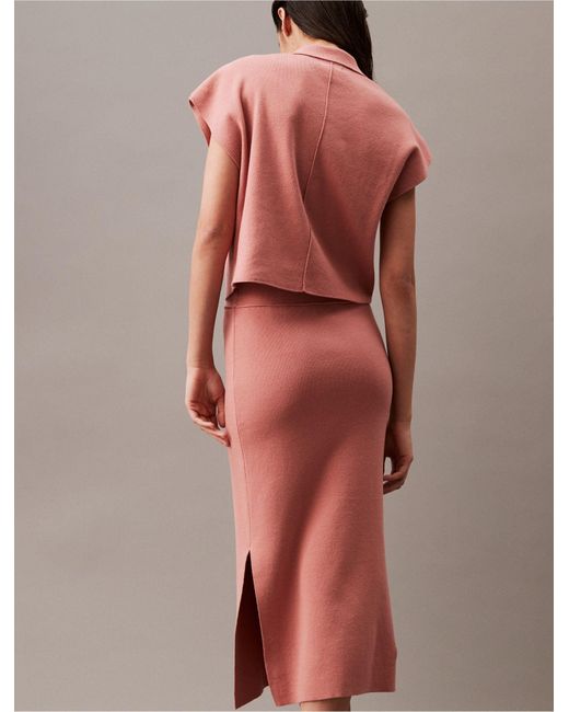 Calvin Klein Pink Split Hem Midi Skirt
