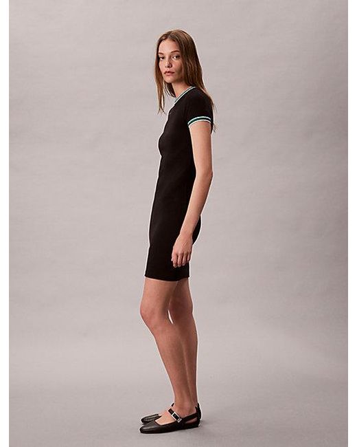 Calvin Klein Black Jeans Sporty Slim Ribbed T-Shirt Dress