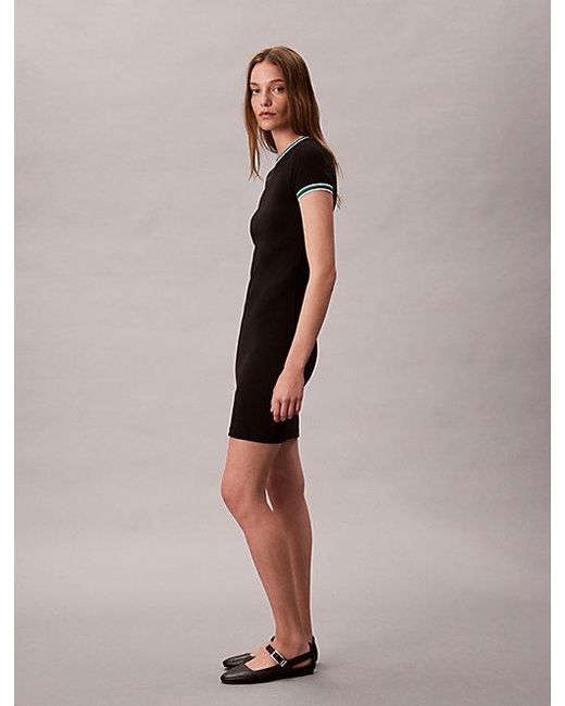 Calvin Klein Black Sportliches, Schmales Geripptes T-Shirt-Kleid