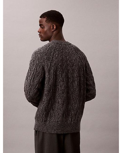 Calvin Klein Multicolor Lambswool Blend Cable Knit Crewneck Jumper for men