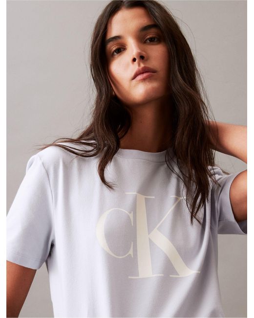 Calvin Klein White Monogram Logo Crewneck T-shirt