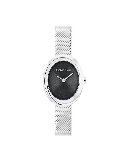 Calvin Klein Black 's Twisted Bezel Stainless Steel Watch – 24 Mm Oval