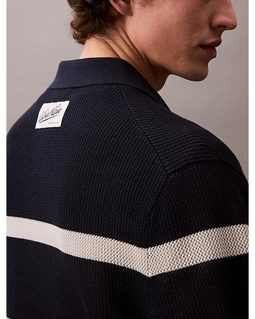 Calvin Klein Multicolor Stripe Polo Sweater for men