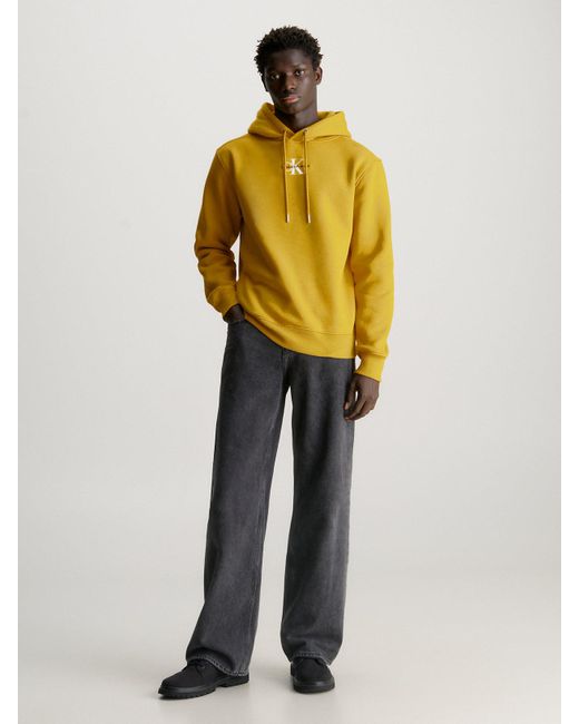 Calvin Klein Monogram Fleece Hoodie in Yellow for Men Lyst UK