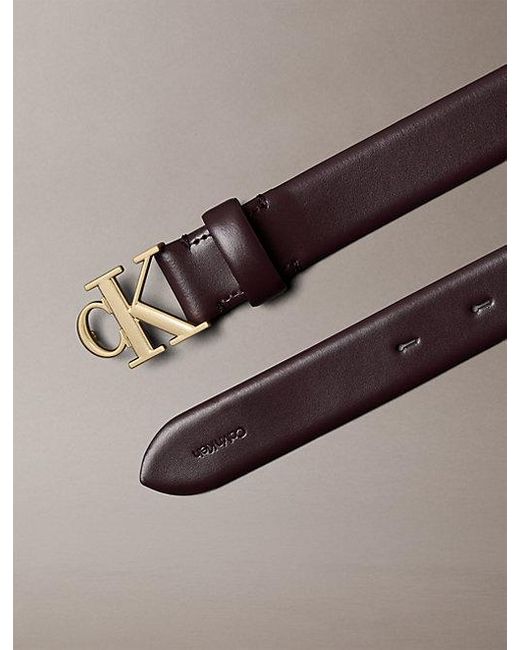 Calvin Klein Brown Full Grain Leather Logo Belt