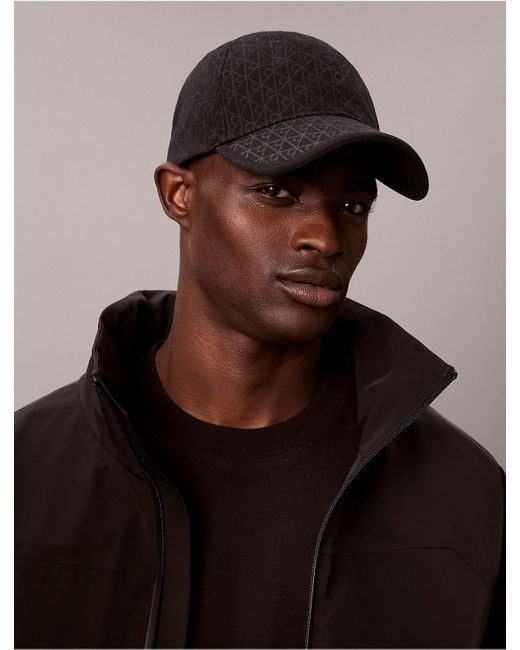 Calvin Klein Black Allover Monogram Logo Baseball Cap for men