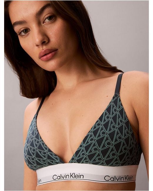 Calvin Klein White Lightly Lined Triangle Bralette Icon Cotton Modal
